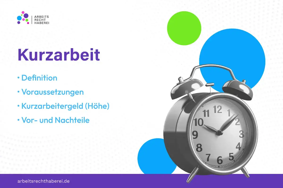 Wecker symbolisiert die Frage: Kurzarbeit wie lange? Infos zu Definition, Voraussetzungen, H&ouml;he des Kurzarbeitergeldes und Vor-/Nachteilen.